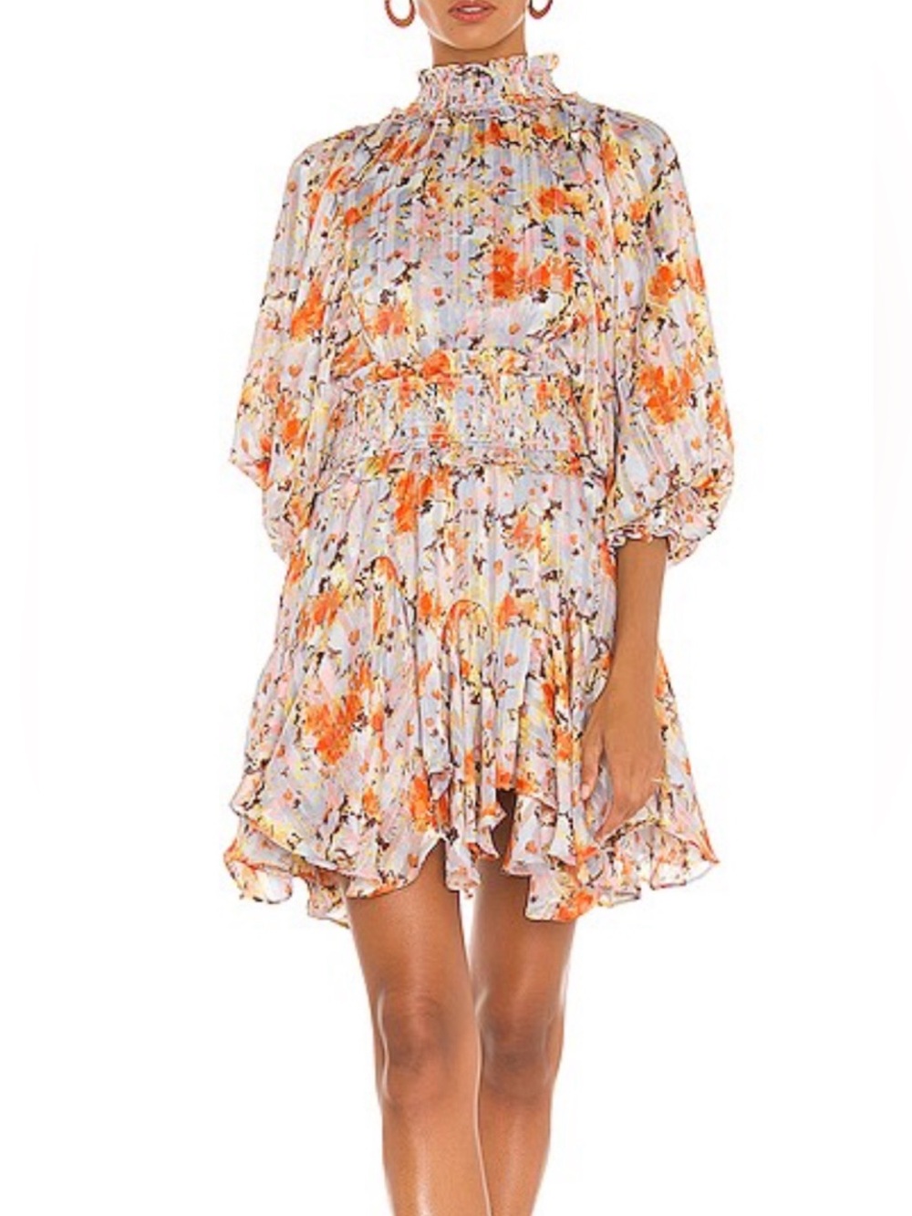 Elliatt Cream Mini Dress with Orange Floral Print